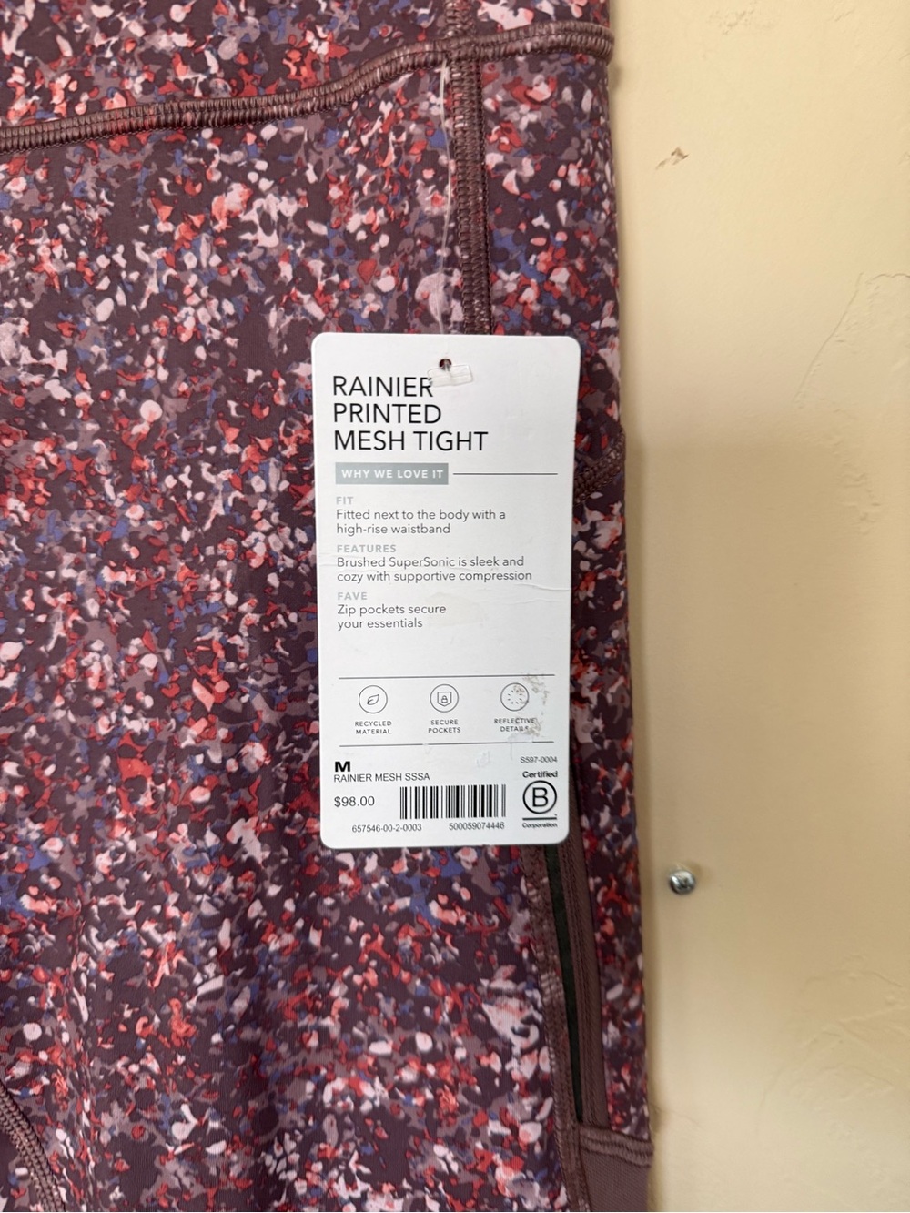 Athleta Rainier Printed Mesh Tight High Rise Leggings M NWT $98 - Picture 5 of 9